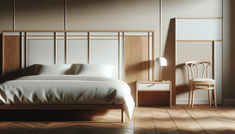 cabecero roble y blanco