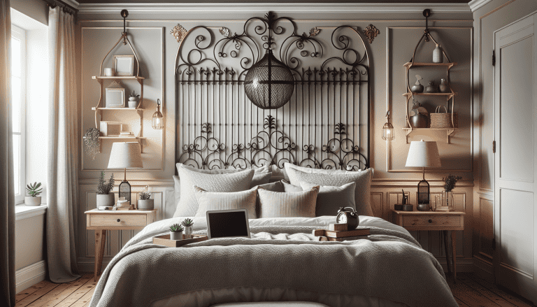 dormitorio con cabecero de forja negro