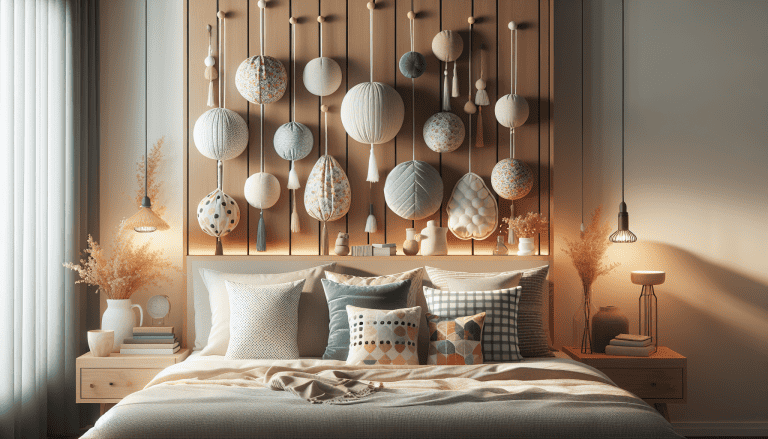 cabecero cojines colgados